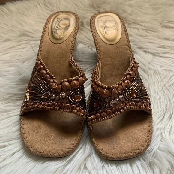 Beaded Tan Women's Sandals - Picture 4 of 7